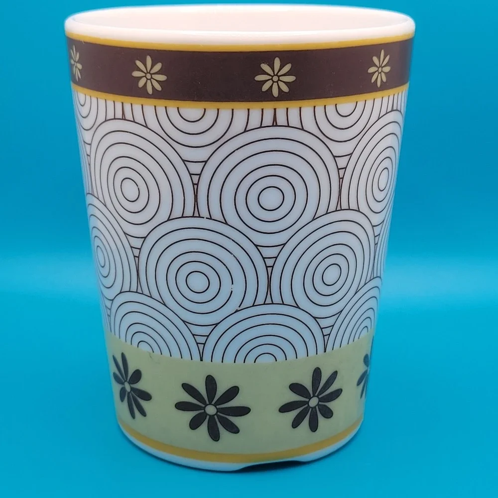 IKEA Retro Swirl Floral Ceramic Coffee Mug 12 oz Scandinavian Y2K